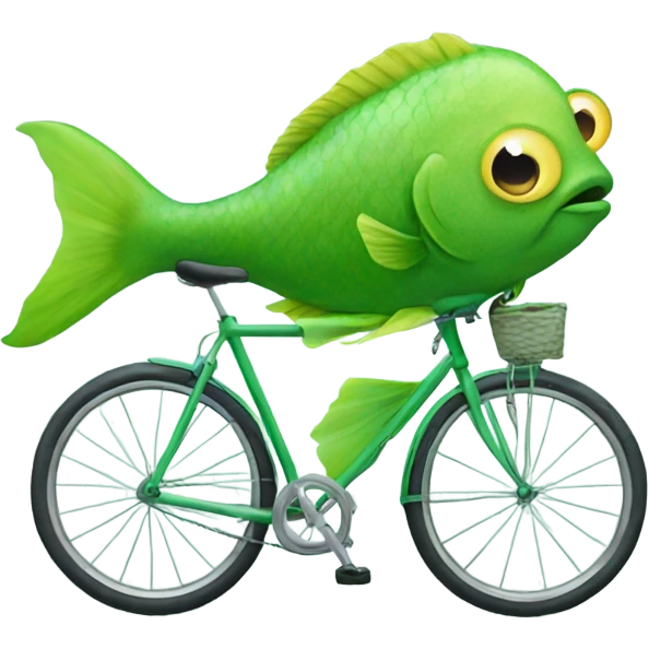 Green fish on a bicycle emoji