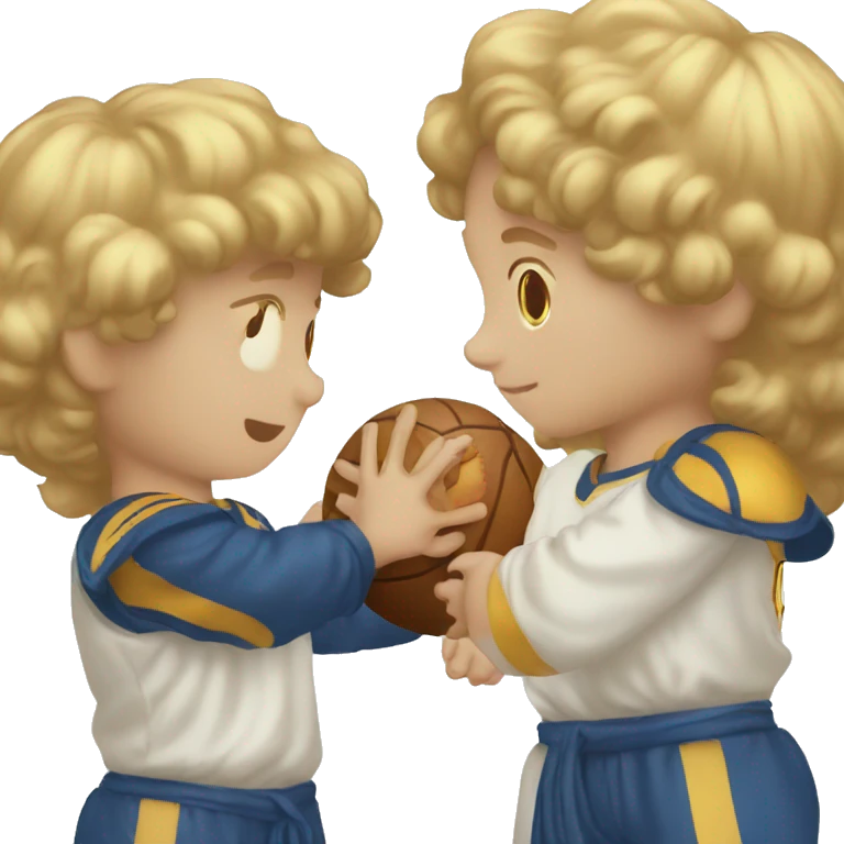 a little boy throwing ball to the god emoji