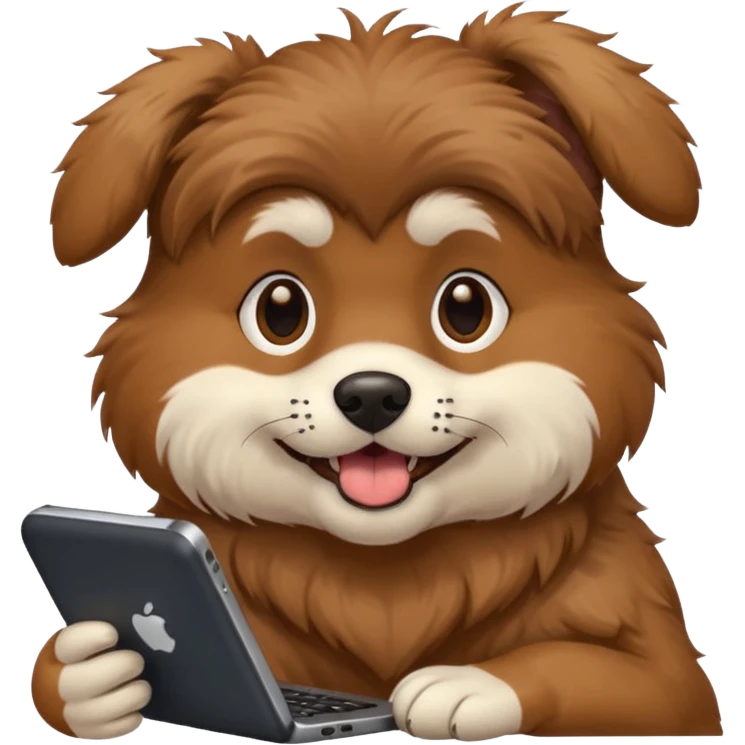 Cachorro ou amigo irritando o celular no computador emoji