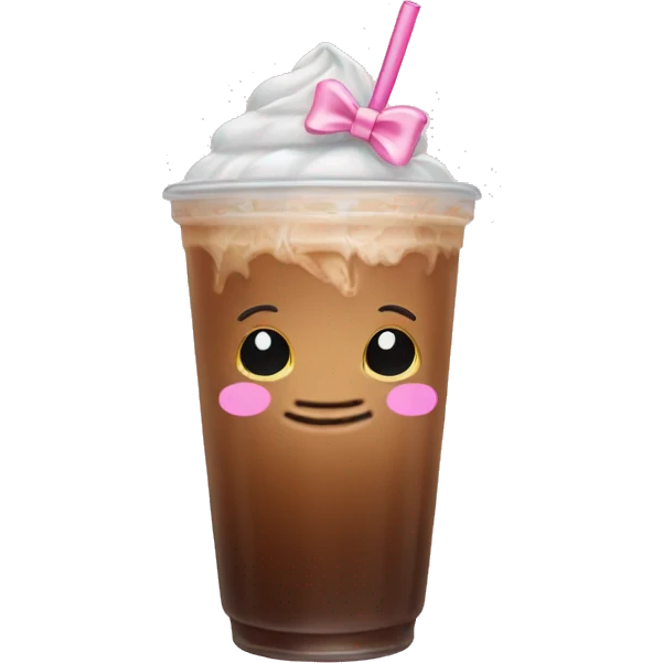 iced coffee with light pink bow emoji