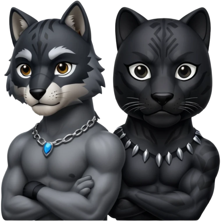 Wolf friend with black panther emoji