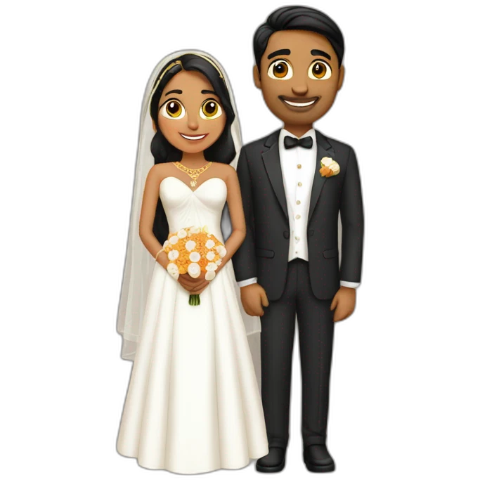 Indian white couple wedding emoji