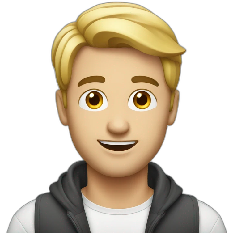 european guy using laptop emoji