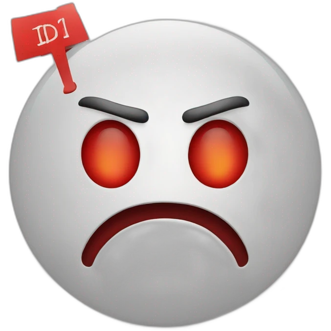 Angry emoji with a Sign, with SHUT UP in red emoji