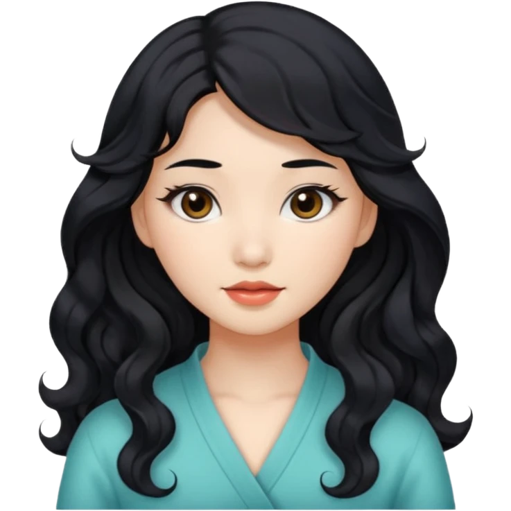 Beautiful girl,Black hair,wavy hair，long hair,Black eyes,Chinese emoji