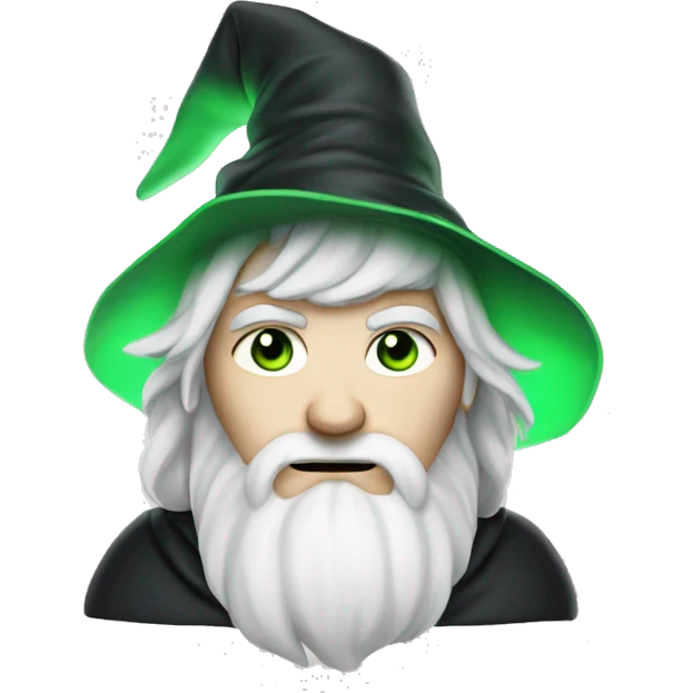 adult white-skinned wizard with black hair, green eyes in white-green disgue emoji