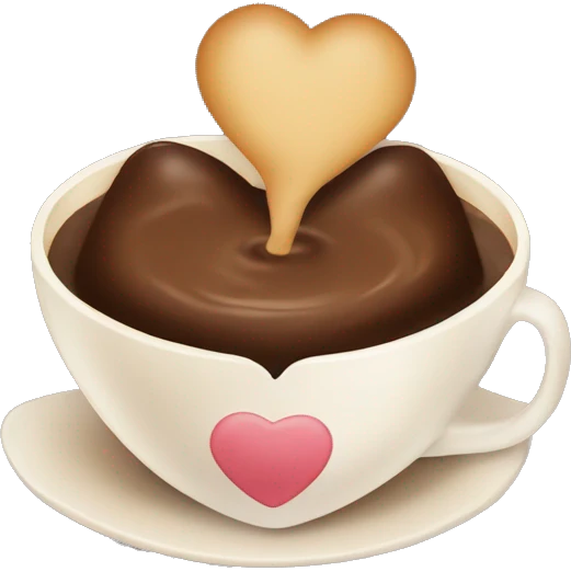 Heart with vainilla and chocolate coffe with a cozy vibe  emoji