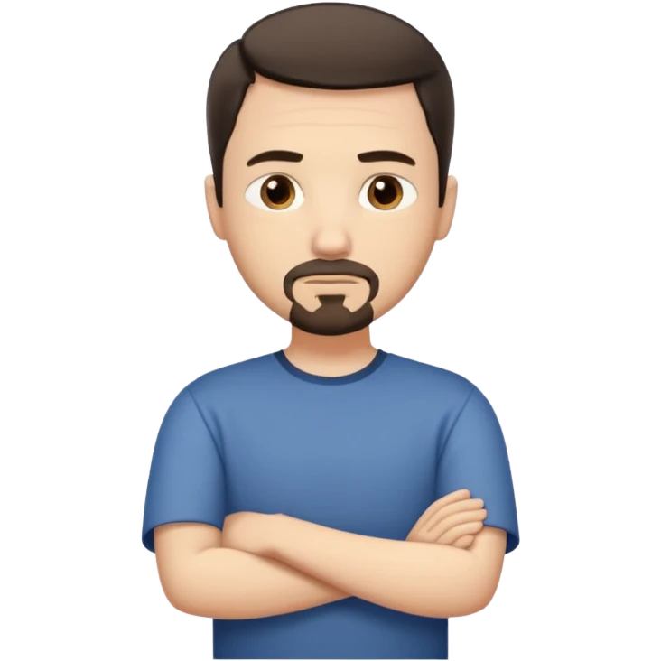 White man with short dark hair and goatee and neutral expression with his arms folded emoji