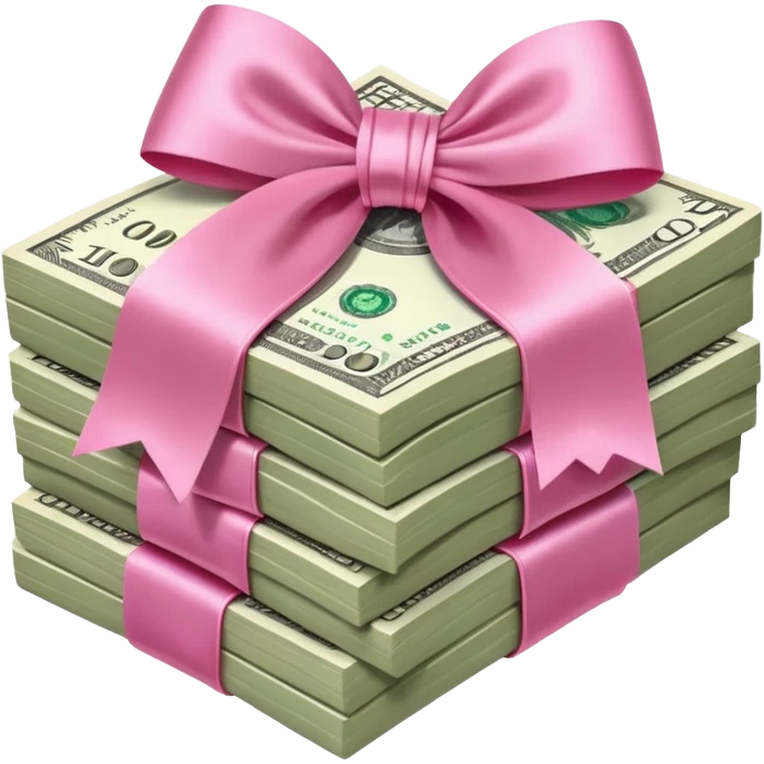 liasse de billet avec un noeud rose en satin emoji