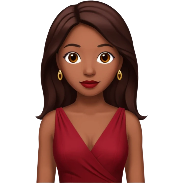 Farrah Franklin from Destiny's Child with long dark brown hair, dark red outfit emoji