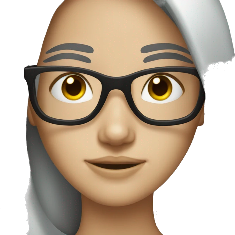 girl dark long hair white skin glasses emoji