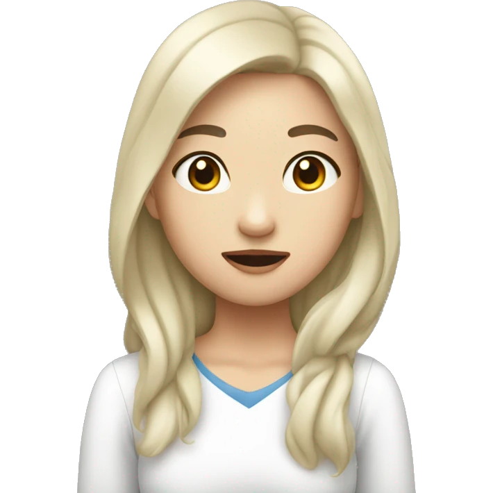A white asian girl with aha moment emoji