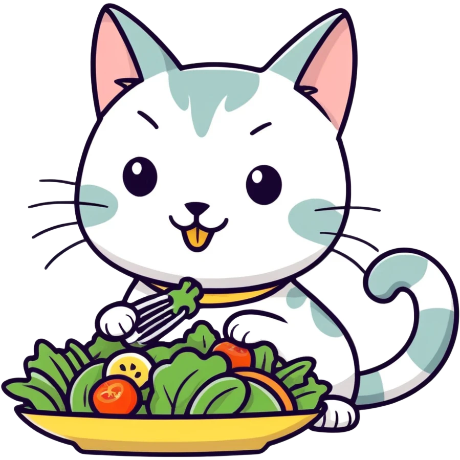 Cat eating salad emoji