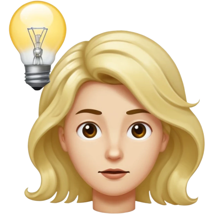 crea Una carita con un remolino en la cabeza, una bombilla encendida sobre ella y una ceja levantada. emoji