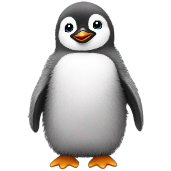 Gray fuzzy baby penguin full body emoji