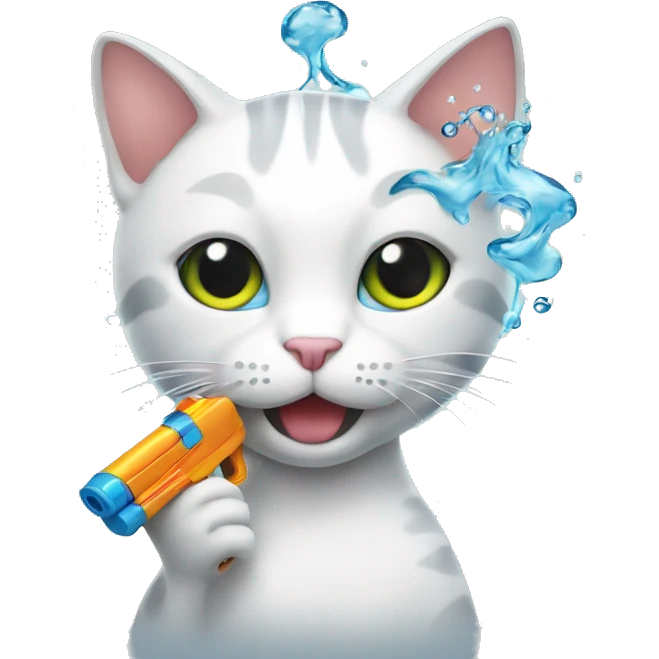 cat with water gun emoji