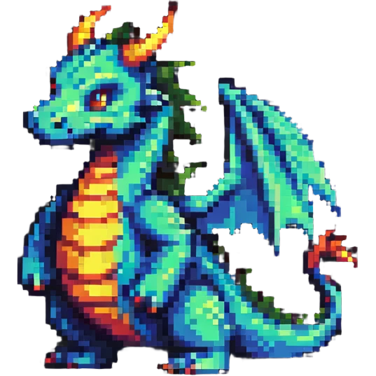 simple colorful pixel art dragon emoji