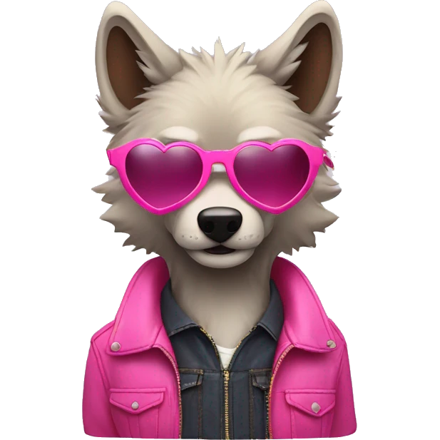 Alpha wolf man with pink heart shaped sunglasses emoji