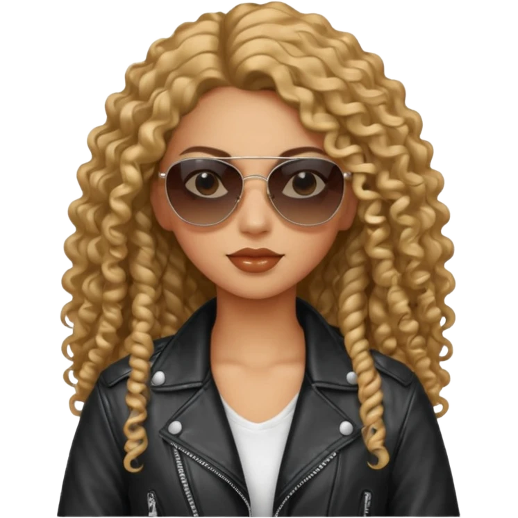 Biker Gang with Sunglasses, Girl with long curly hair, sunglasses emoji