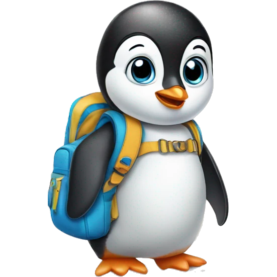 Baby penguin going to school  emoji
