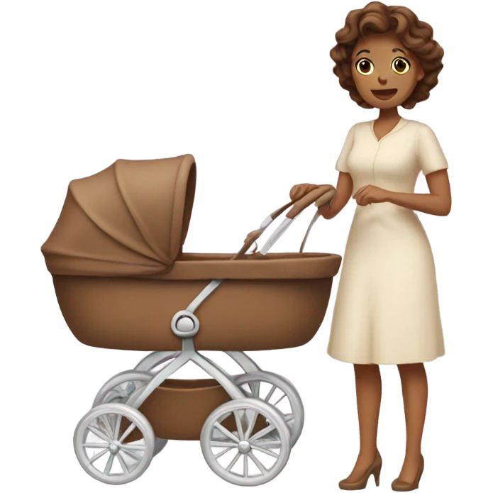 beautiful mother with brown hair. next to caramel baby carriage emoji