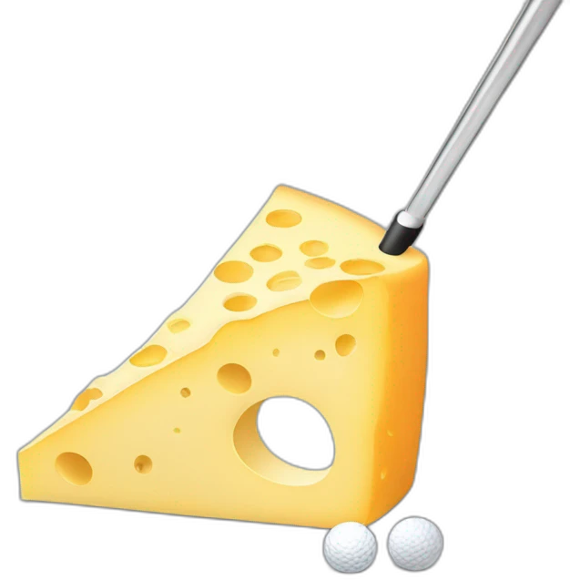 golf putting in the hole of a slice of cheese emoji