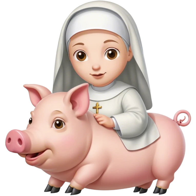 nun riding a pig emoji