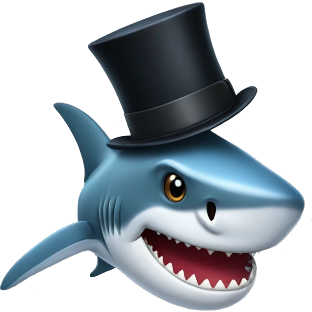 Shark with a top hat emoji