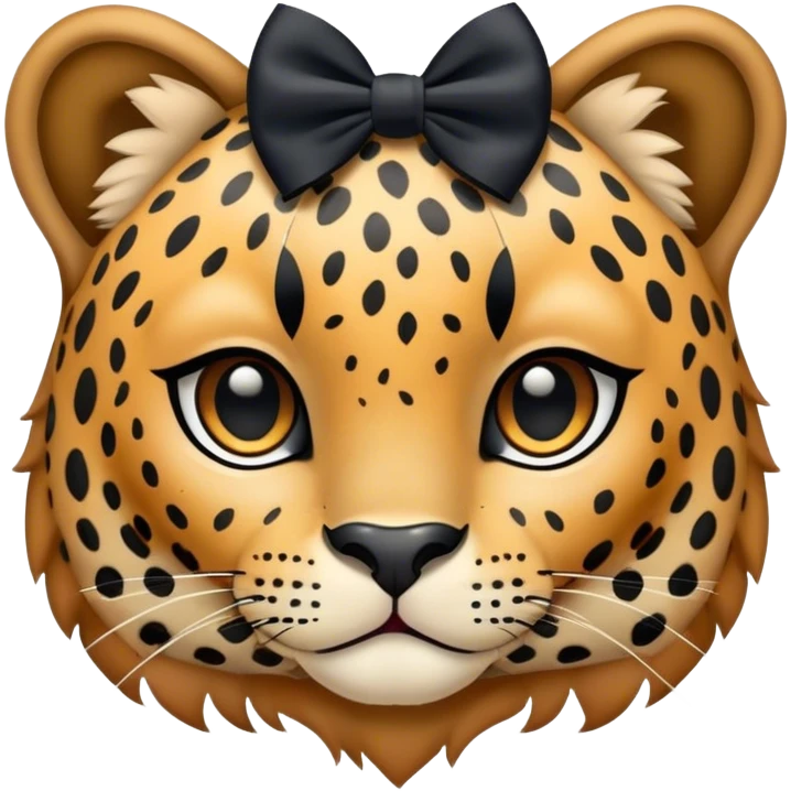 Small leopard head with black bow emoji