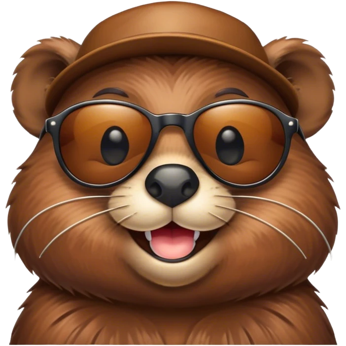 Happy beaver in sunglasses emoji