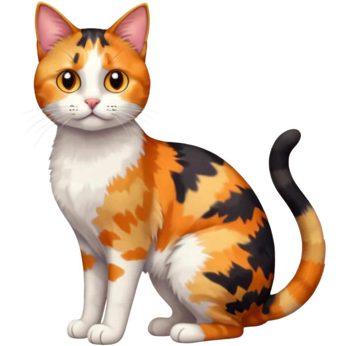 full body anxious looking colourful patchy calico tabby cat emoji