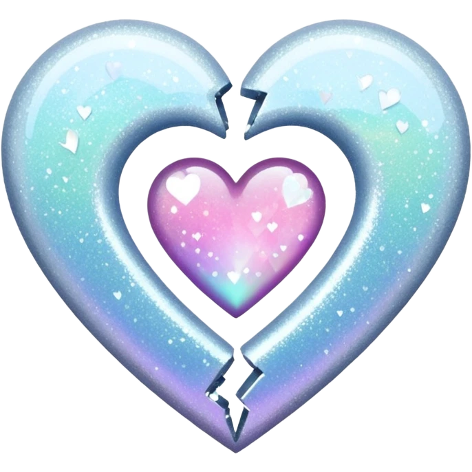 coração partido glitter branco emoji