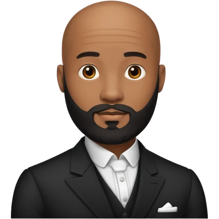 A handsome black gigolo with a full beard and bald head emoji