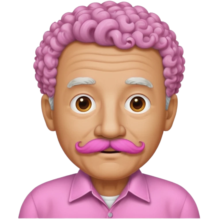 old guy with very curly short hair and big  pink mustache emoji