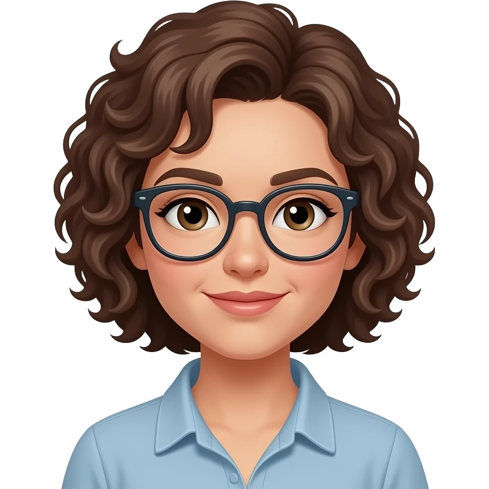 Morona clara,cabello chino cabello corto con lentes emoji