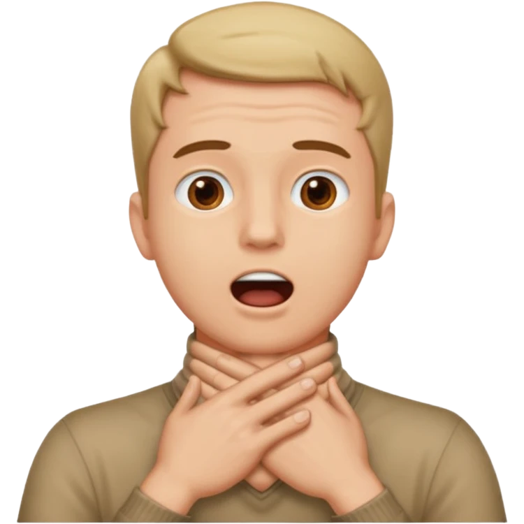 guy with hands crossed on neck with mouth open emoji