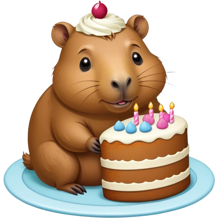 Capybara with cake emoji