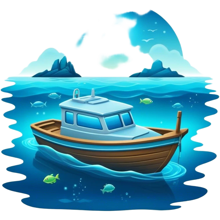 bioluminescence in ocean and boat emoji