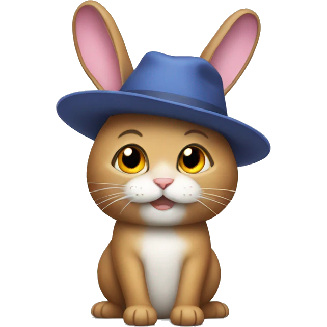 Rabbit with a cat hat emoji