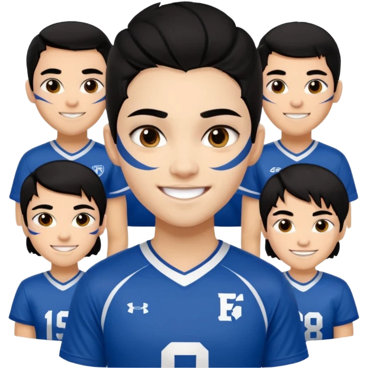A black hair teen supporter with bold full-face paint, smiling with fierce team spirit. emoji