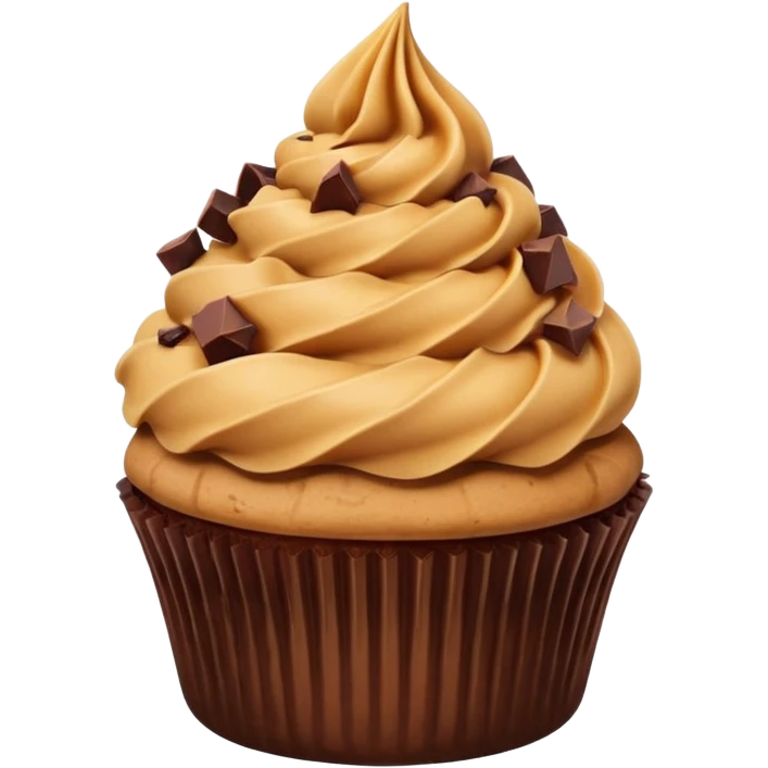 Cupcake with peanut butter and fudge pieces on top emoji