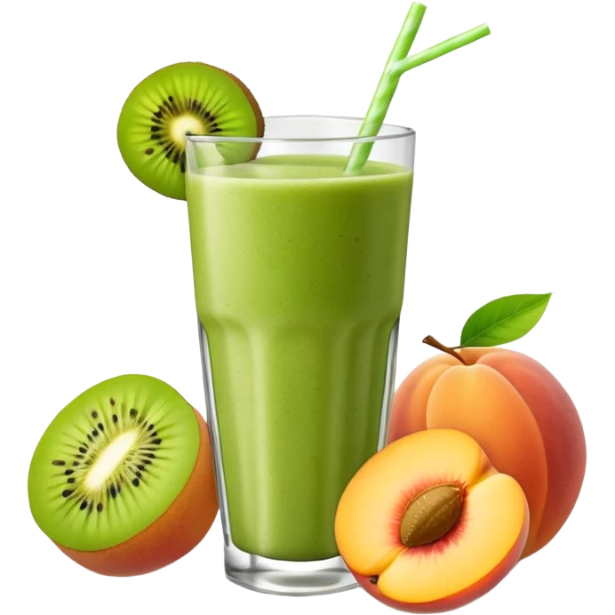 smoothie with peaches and green kiwi emoji