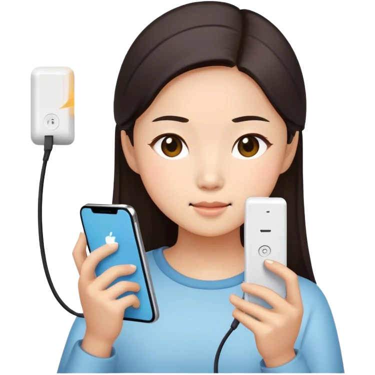  A chinese girl using a phone while charging emoji