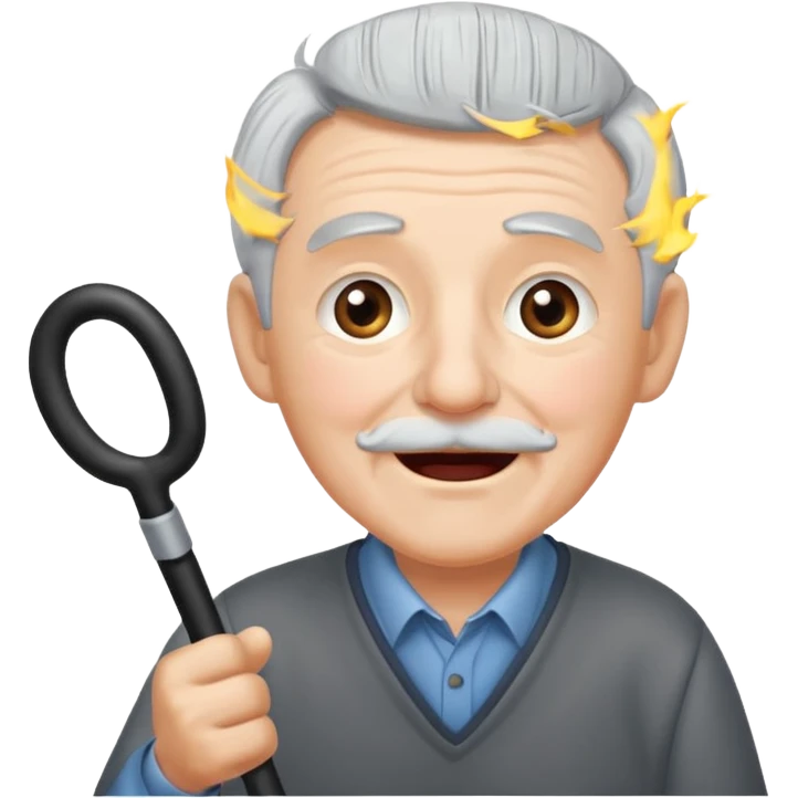 A grey-hair grandpa fan with cane in hand, cheer loudly with youthful spirit. emoji