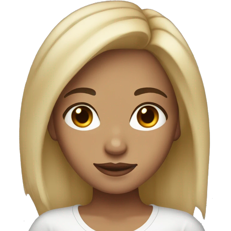 Light tan girl with dark brown eyes and brunetter hair with blonde highlights emoji