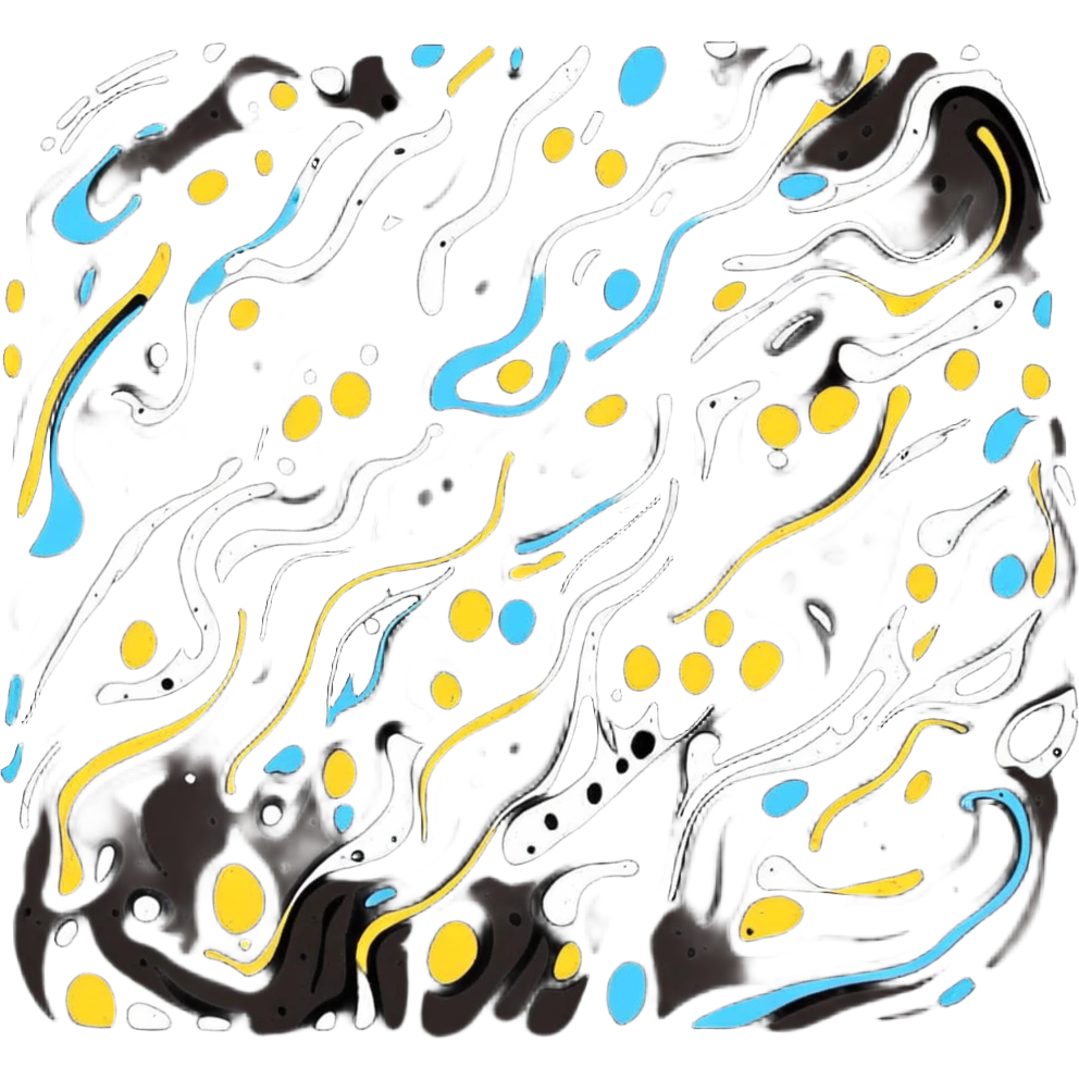 Pollock abstract splatter art in cartoon sticker style emoji