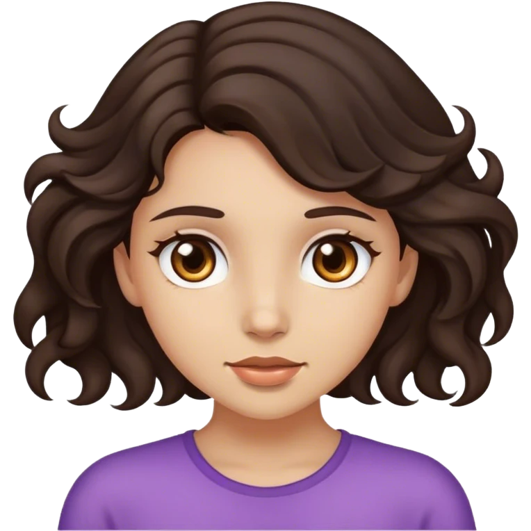 девушка с карие глазами и волнистыми темными волосами  emoji