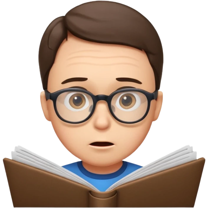 эмоджи  Шелдон (Теория большого взрыва) читает документы и удивляется emoji