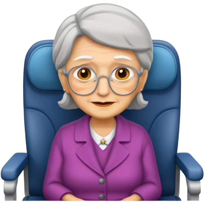 old woman passanger in plane seat emoji