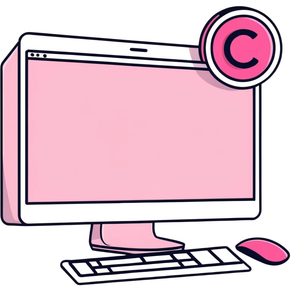 Pink Web browser on a computer emoji